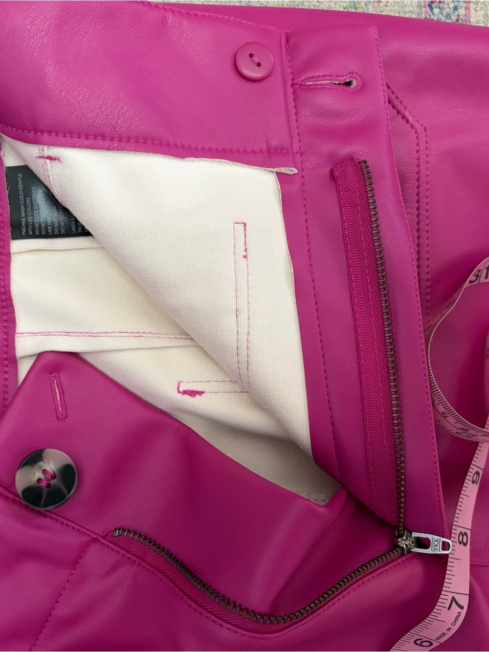 Maeve Colette Vegan Leather Fuchsia Cropped Wide-Leg Pants - Picture 4 of 7